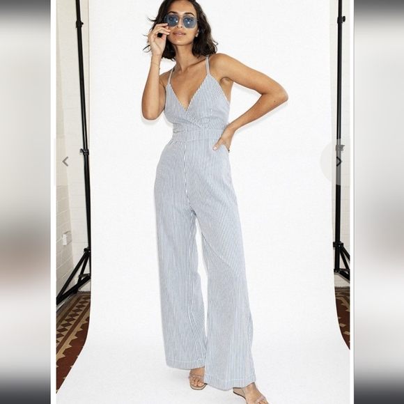 Rolla's Stripe Jerry Jumpsuit in Sky Blue - Picture 1 of 10